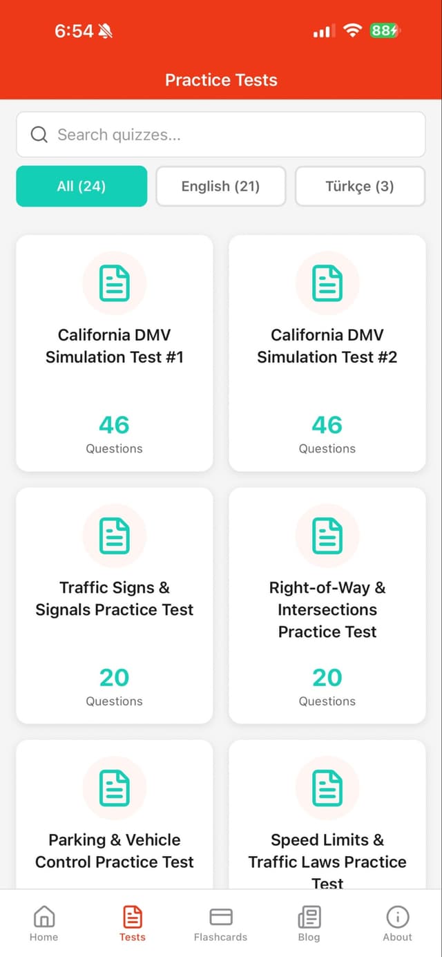 DMV Practice Exams App Screenshot